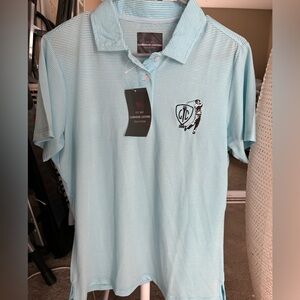 Clubhouse Customs Collection NEW with Tags 2017 Bright Blue Striped Golf Polo L